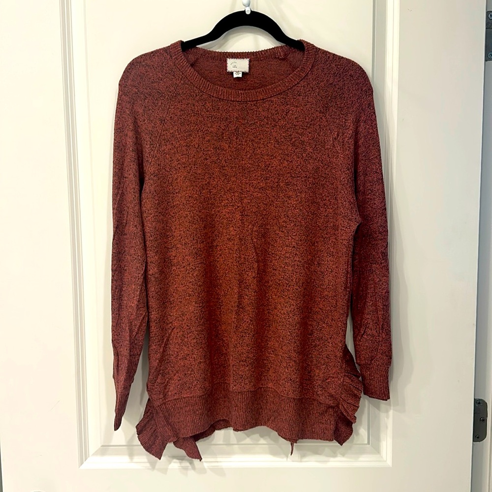 Anthropologie soft pink and black heather sweater